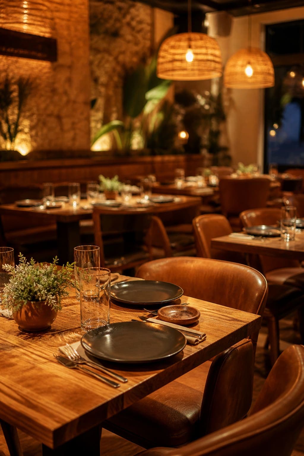 Restaurante con mesas y ambiente cálido